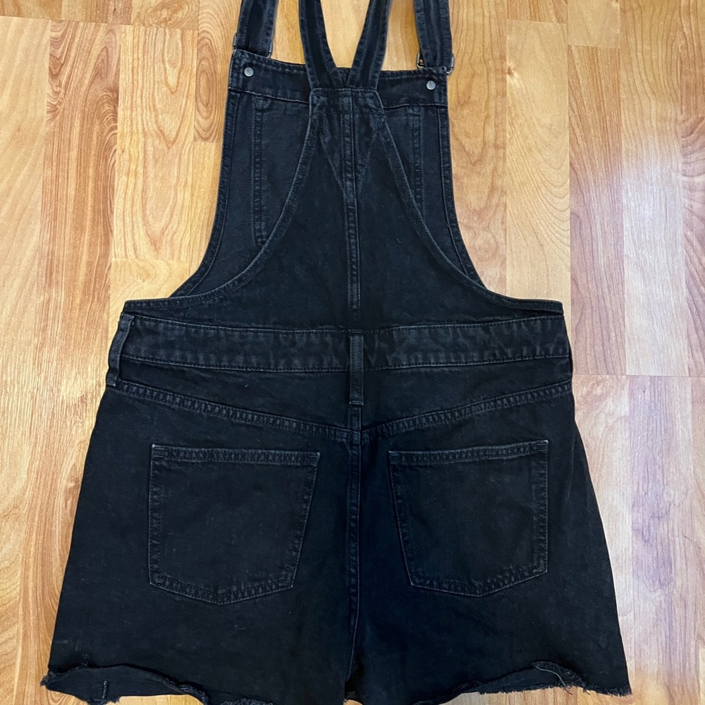VGUC Madewell Washed Black 💯 Cotton Denim Shorts Overalls sz M - Picture 8 of 8